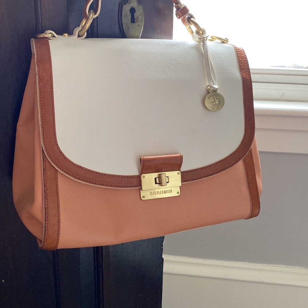 Brahmin Pink & White Handbag *designer*